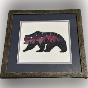 💗Homemade💗 Wall Decor: Framed Bear Cross Stitch Art